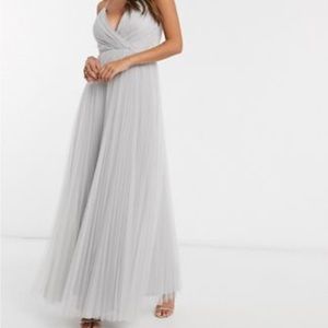 Thin strap maxi pleated gown